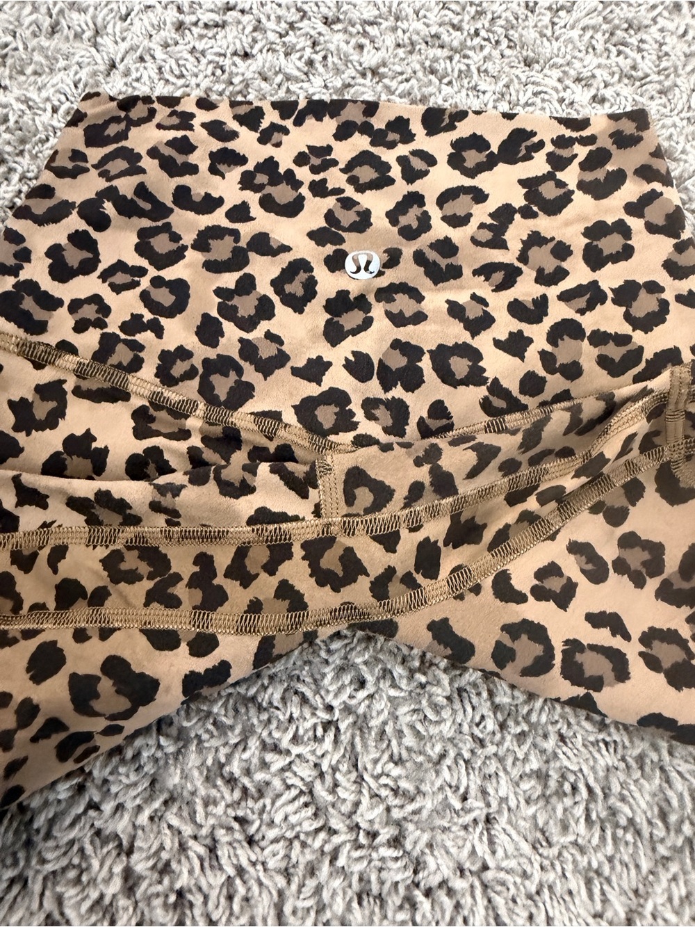 NWOT: lululemon athletica Leopard Print High-Rise Bike Shorts - Tan/Black - Picture 3 of 4